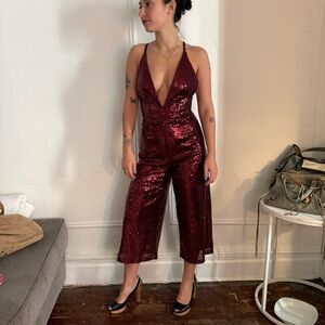 Sequin Red Jumpsuit